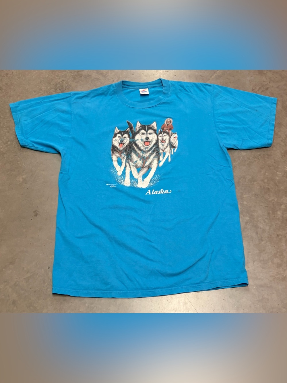 Vintage Single Stitch Alaska Siberian Husky Graphic T-Shirt - Blue